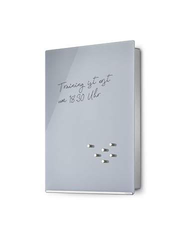 blomus -VELIO- key box / glass magnetic board in trendy gray, high-quality workmanship, 14 key hooks, magnetic closure, modern key box (W / H / D: 30 xx 5 cm, Gray, 65368) on sale